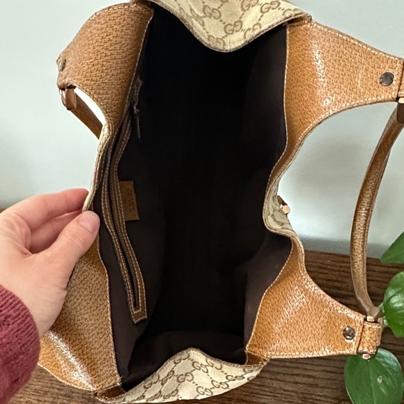 Vintage Gucci Beige and Brown Monogram GG Jackie Shoulder Bag 1244072123 - Picture 12 of 15